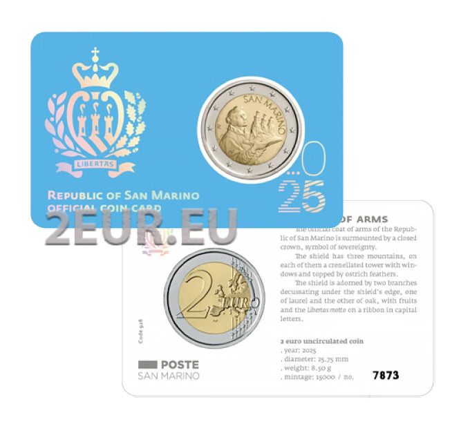 Saint-Marin 2 EURO BU 2025 - Armoiries de la République de Saint-Marin