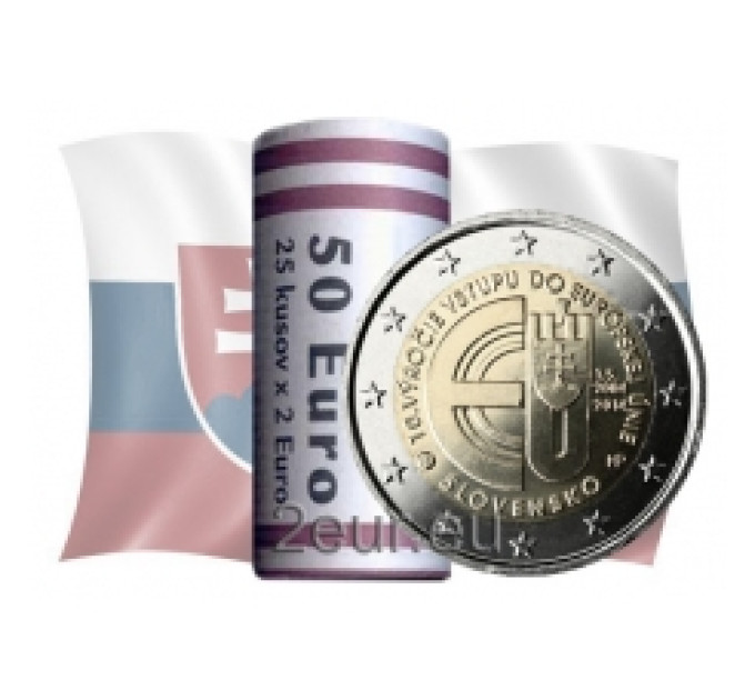 Slovaquie 2 euros UNC rouler 2014 - 10 ans d'adhésion de la Slovaquie à l'UE