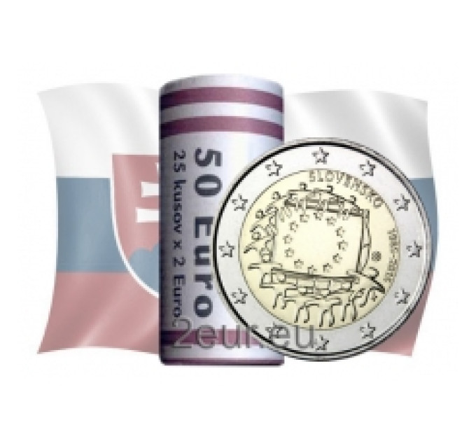 Slovaquie 2 euros UNC rouler 2015 - 30 ans du drapeau de l'UE
