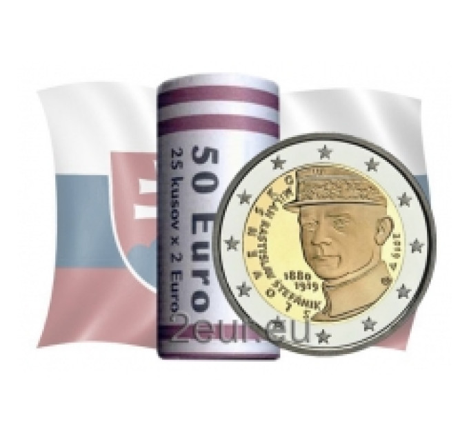 Slovaquie 2 euros UNC rouler 2019 - 100e anniversaire de la mort de Milan Rostislav Stefanik