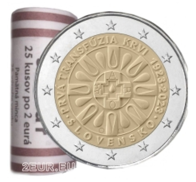 Slovaquie 2 euros UNC rouler 2023 - 100e anniversaire de la première transfusion sanguine en Slovaquie