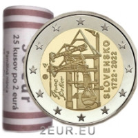 Slovaquie 2 euros UNC rouler 2022 - 300e anniversaire de la construction de la première machine à vapeur atmosphérique d'Europe continentale pour le drainage des mines