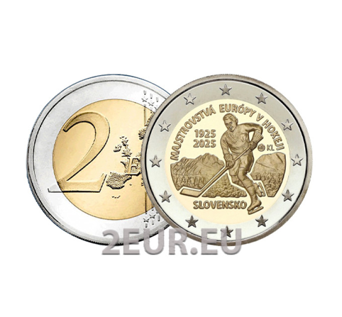 Slovaquie 2 euros UNC 2025 - 100 ans du premier Championnat d'Europe de hockey sur glace