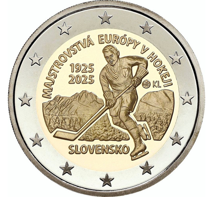 Slovaquie 2 euros UNC rouler 2025 - 100 ans du premier Championnat d'Europe de hockey sur glace
