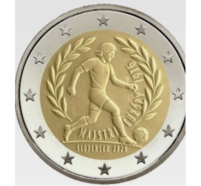Slovaquie 2 euros UNC 2026 - Championnat d'Europe de football de l'UEFA 1976