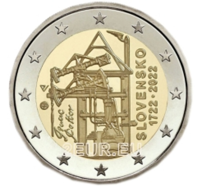 Slovaquie 2 euros UNC 2022 - 300e anniversaire de la construction de la première machine à vapeur atmosphérique d'Europe continentale pour le drainage des mines