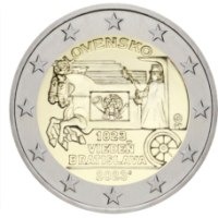 Slovaquie 2 euros UNC 2023 - 200e anniversaire de l'ouverture du courrier à cheval sur la route Vienne-Bratislava