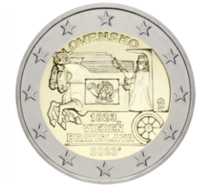 Slovaquie 2 euros UNC 2023 - 200e anniversaire de l'ouverture du courrier à cheval sur la route Vienne-Bratislava