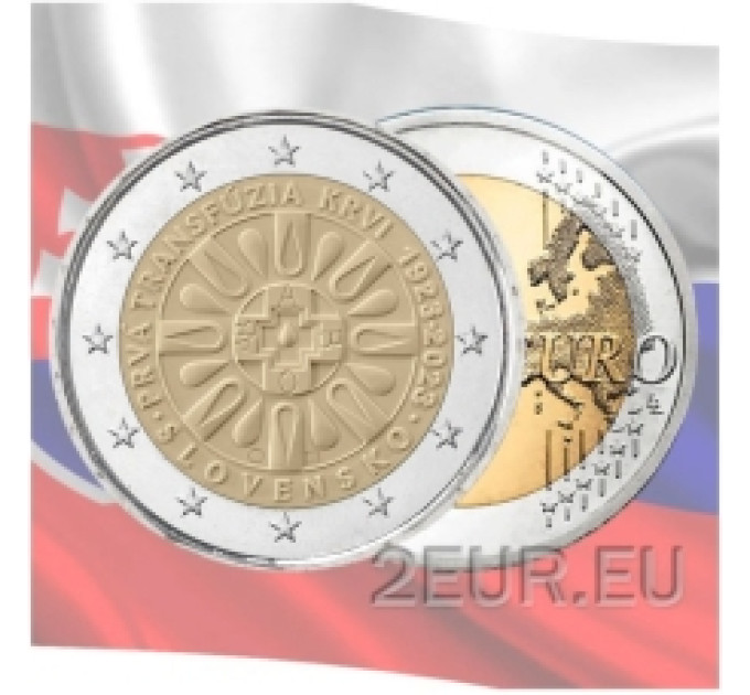 Slovaquie 2 euros UNC 2023 - 100e anniversaire de la première transfusion sanguine en Slovaquie