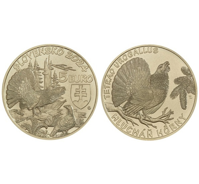  Slovaquie 5 euros UNC 2024 - Faune et Flore en Slovaquie - Grand tétras des montagnes