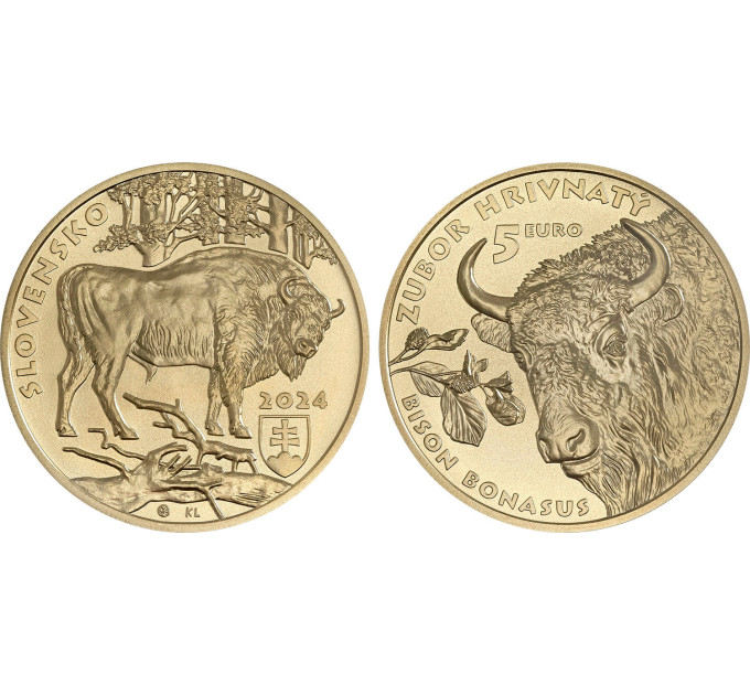  Slovaquie 5 euros UNC 2024 - Faune et Flore en Slovaquie - Le bison d'Europe