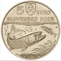  Slovaquie 5 euros UNC 2025 - Faune et Flore en Slovaquie - Saumon du Danube