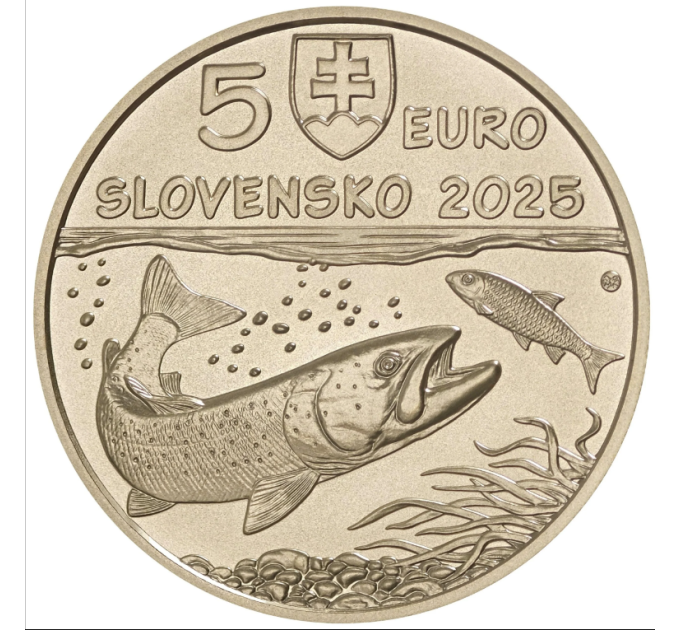  Slovaquie 5 euros UNC 2025 - Faune et Flore en Slovaquie - Saumon du Danube