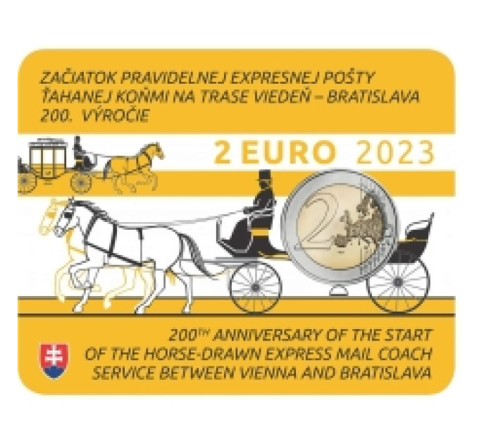 Slovaquie 2 euros BU 2023 - 200e anniversaire de l'ouverture du courrier à cheval sur la route Vienne-Bratislava