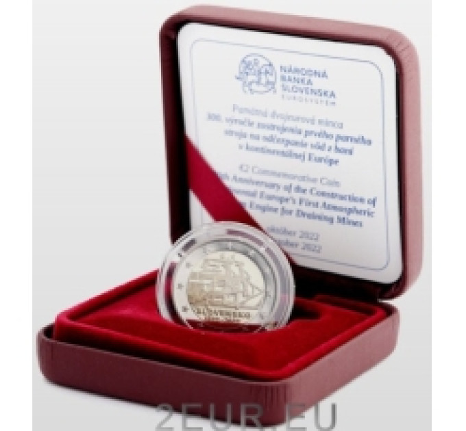 Slovaquie 2 Euro BE 2022 - 300e anniversaire de la construction de la première machine à vapeur atmosphérique d'Europe continentale pour le drainage des mines 