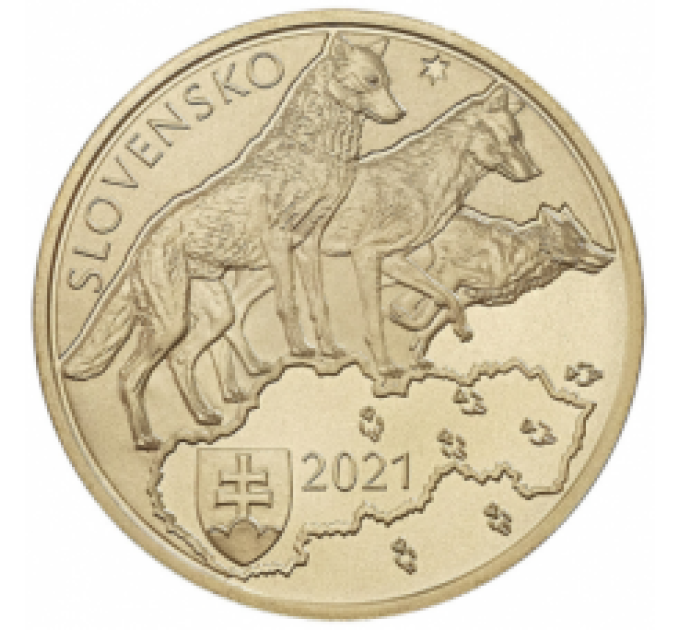  Slovaquie 5 euros UNC 2021 - Faune et Flore en Slovaquie - Loup prédateur