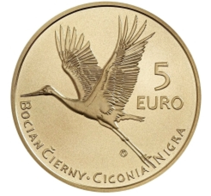  Slovaquie 5 euros UNC 2023 - Faune et Flore en Slovaquie - Cigogne noire