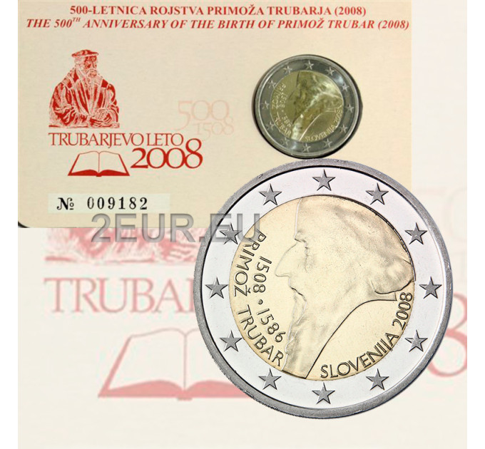 Slovénie 2 euros BU 2008 - 500e anniversaire de la naissance de Primoz Trubar  