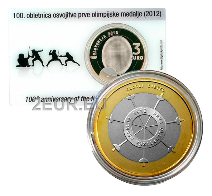 Slovénie 3 euros BE 2012 - 100e anniversaire de la première médaille olympique  