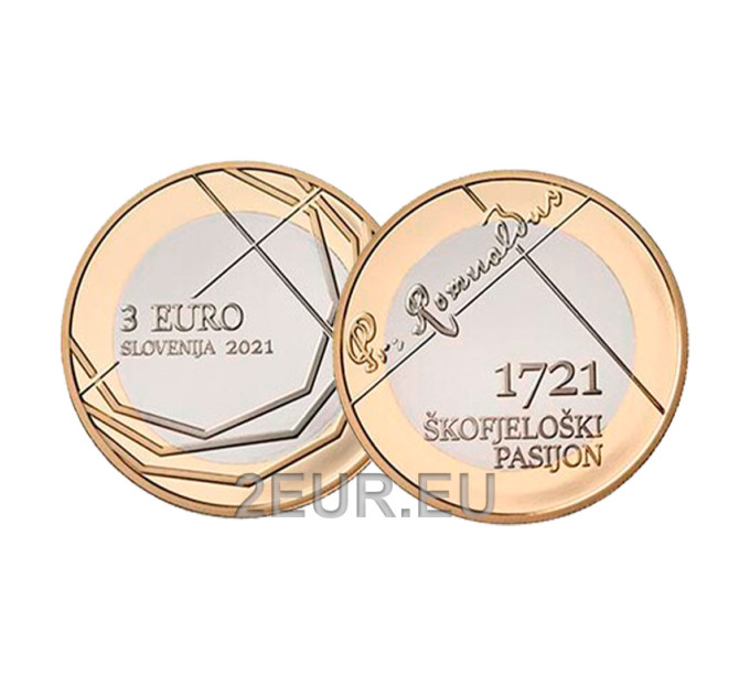 Slovénie 3 euros UNC 2021 - 300e anniversaire de la passion de Škofja Loka
