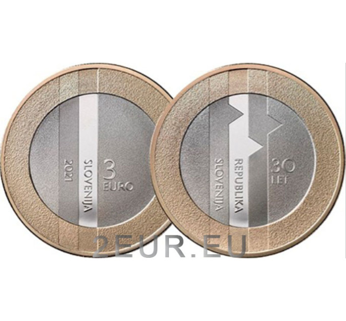 Slovénie 3 euros UNC 2021 - 30e anniversaire de la République de Slovénie 