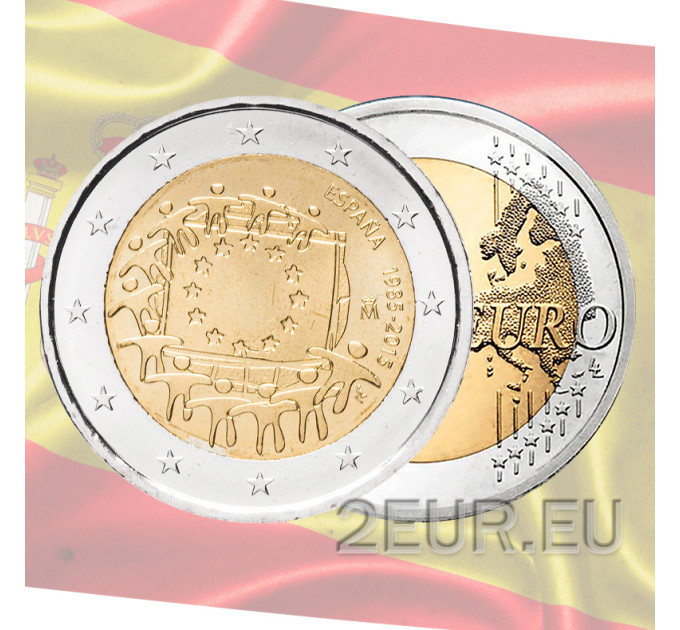 Espagne 2 euros UNC 2015 - 30e anniversaire du drapeau de l'UE
