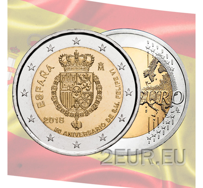 Espagne 2 euros UNC 2018 - 50e anniversaire de Felipe VI d'Espagne