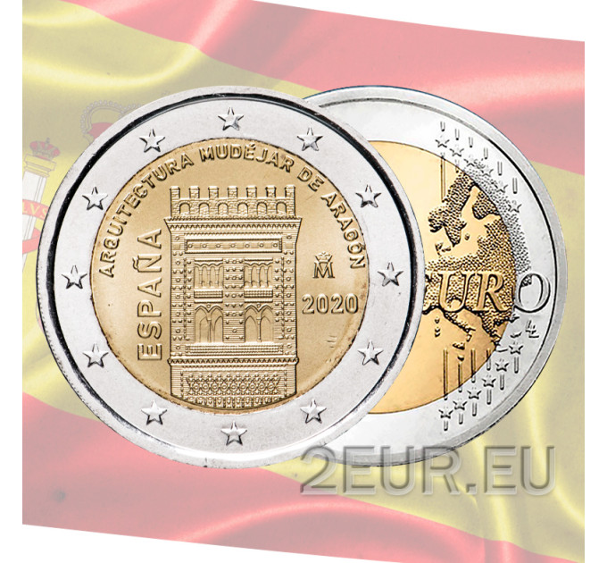 Espagne 2 euros UNC 2020 - Architecture mudéjare d'Aragon