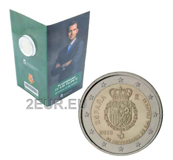 Espagne 2 euros BE 2018 - 50ème anniversaire de Felipe VI d'Espagne