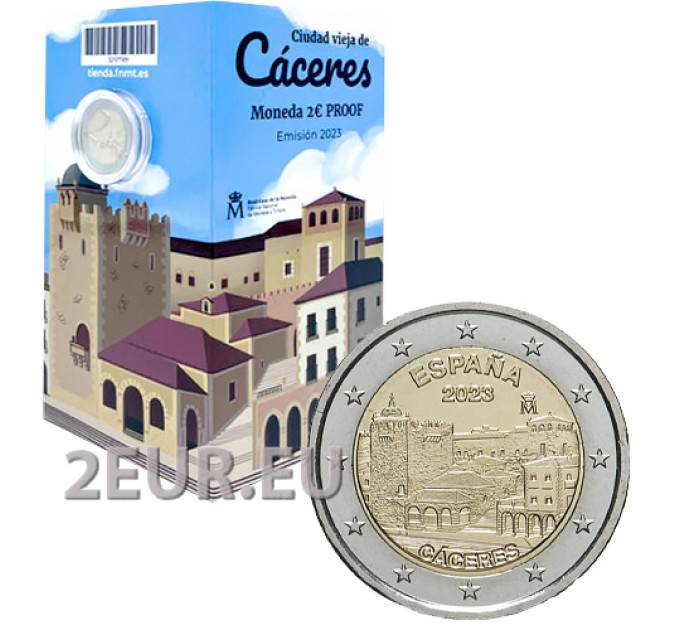 Espagne 2 euros BE 2023 - Site du patrimoine mondial de l'UNESCO - Vieille ville de Cáceres