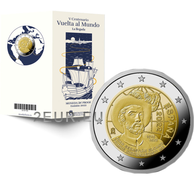 Espagne 2 euros BE 2022 - 500e anniversaire du premier tour du monde par Juan Sebastian Elcano  