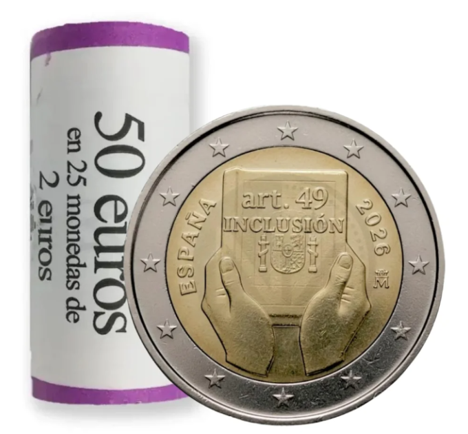 Espagne 2 euros UNC roll 2026 - Article 49 : Handicap, protection, droits et inclusion