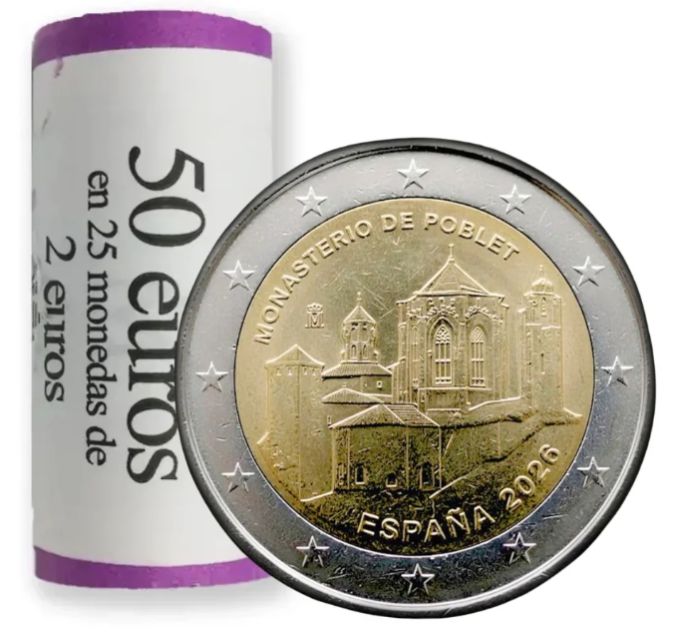 Espagne 2 euros UNC roll 2026 - Monastère de Poblet