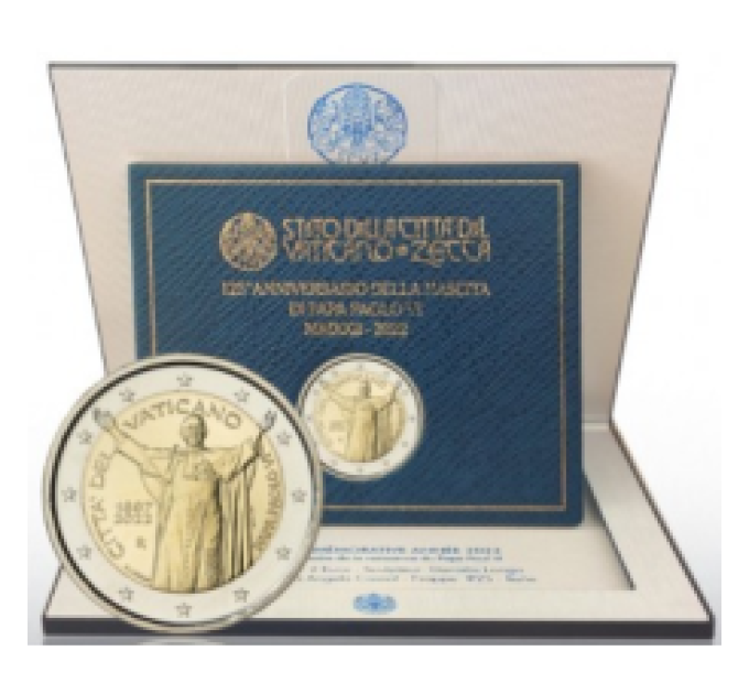 Vatican 2 euros BU 2022 - 125e anniversaire de la naissance du pape Paul VI
