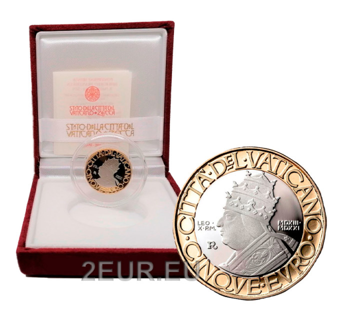 Vatican 5 euros BE 2021 - 500e anniversaire de la mort du pape Léon X