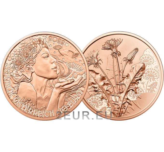 Autriche 10 euro pièce 2022 - Pissenlit