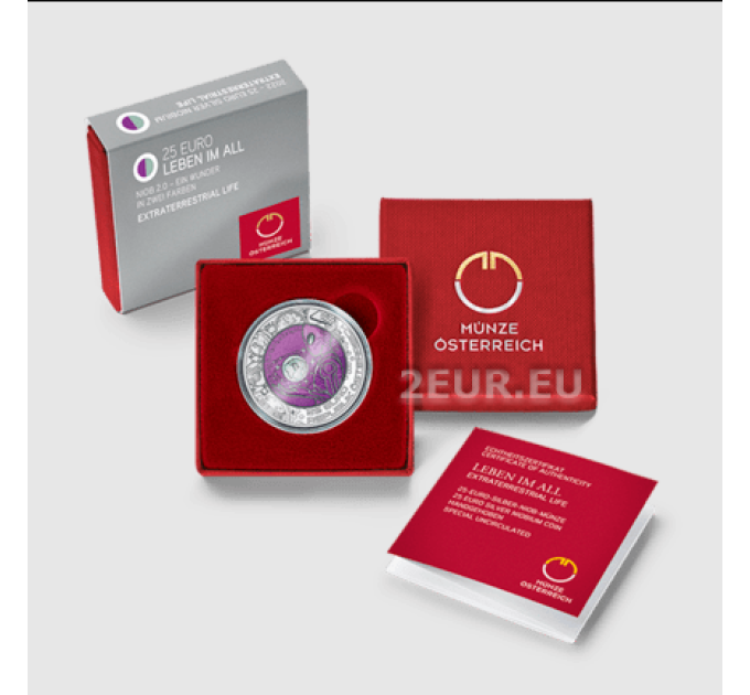 Autriche 25 euro Pièce de niobium en argent 2022 - VIE EXTRATERRESTRE