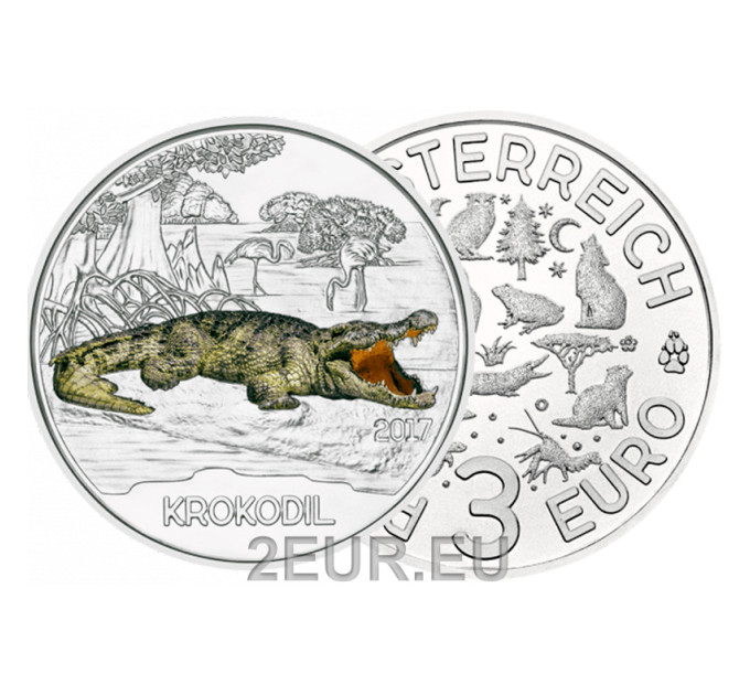 Autriche 3 euro pièce 2017-2 - Crocodile