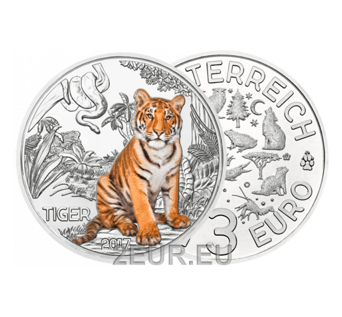 Autriche 3 euro pièce 2017 - Tigre