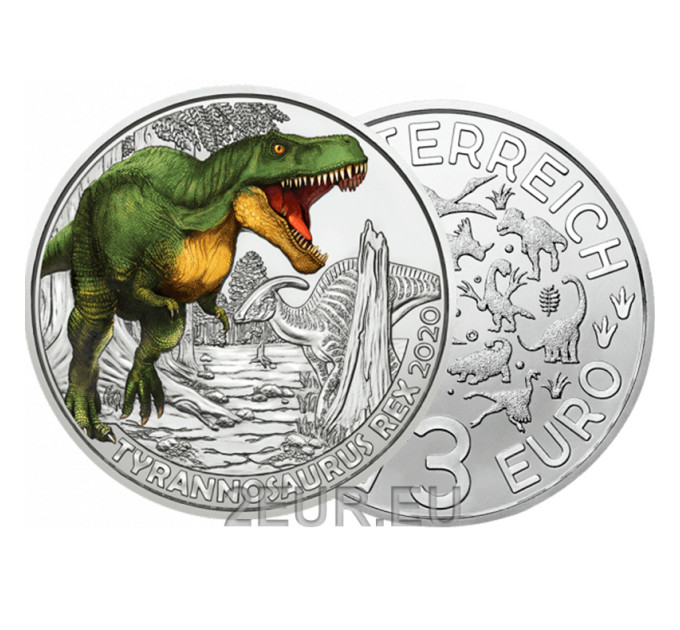 Autriche Pièce 3 Euro 2020-4 - Tyrannosaure rex