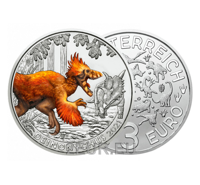 Autriche Pièce 3 Euro 2021-2 - Deinonychus antirrhopus