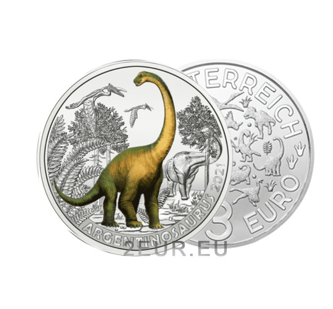 Autriche Pièce 3 euro 2021-4 - Argentinosaurus