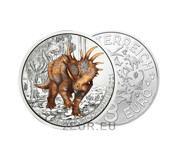Autriche Pièce 3 euro 2021-3 - Styracosaurus albertensis