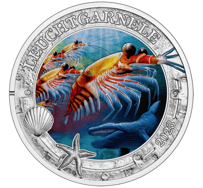 Autriche Pièce 3 Euro 2023-2 - Vie marine lumineuse - Krill antarctique