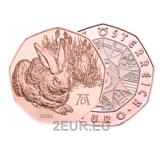 Autriche 5 euro pièce 2016 - Lièvre duerer