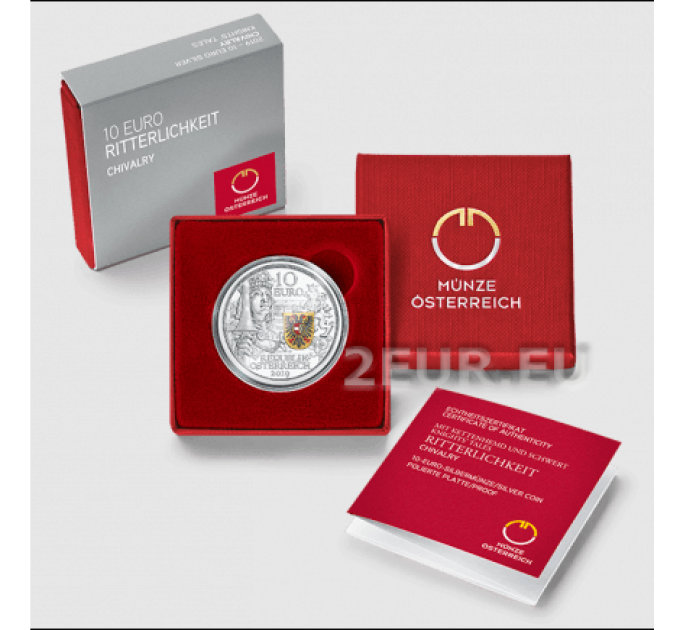Autriche 10 euros Pièce d'argent BE 2019 - CHEVALERIE