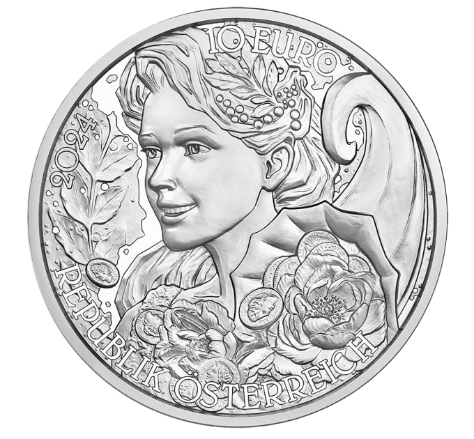  Autriche 10 euro  Pièce d'argent 2024 - Pivoine