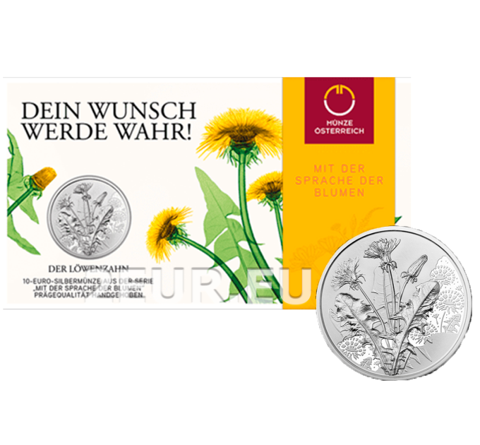  Autriche 10 euro  Pièce d'argent 2022 - LE PISSENLIT