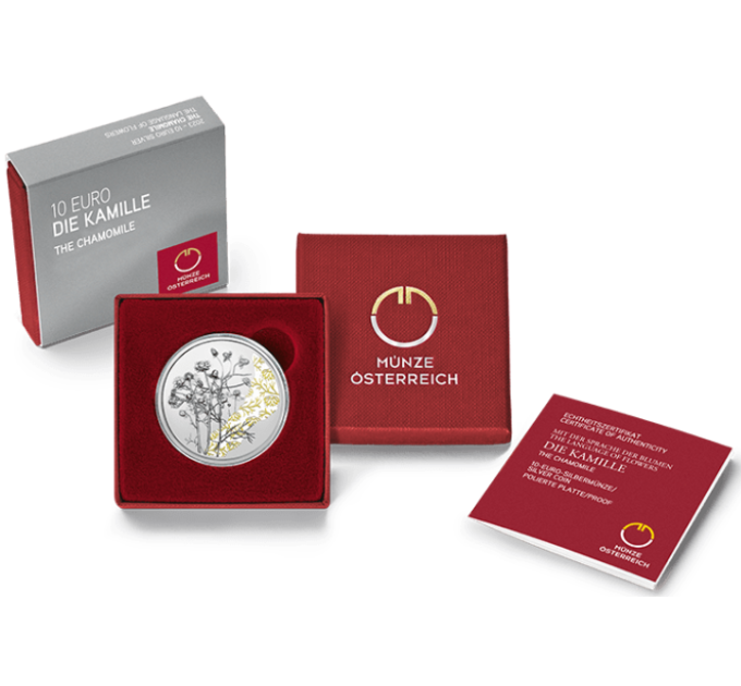  Autriche 10 euro  Pièce d'argent Proof 2023 - LA CAMOMILLE