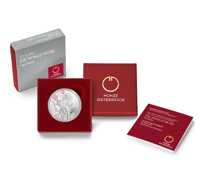  Autriche 10 euro  Pièce d'argent Proof 2024 - PIVOINE